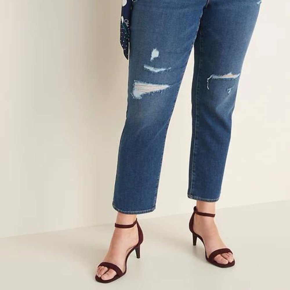 New Mid-Rise Power Slim Straight Distressed Jeans - Picture 6 of 6